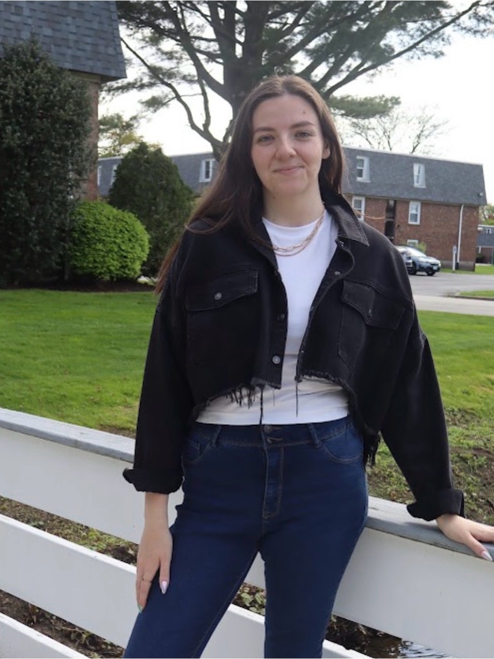 Windsor Black Cropped Frayed Denim Jacket